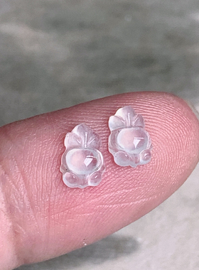 翠都翡翠珠宝缅甸天然A货玉石镶嵌戒面冰种小金鱼一对wz000412