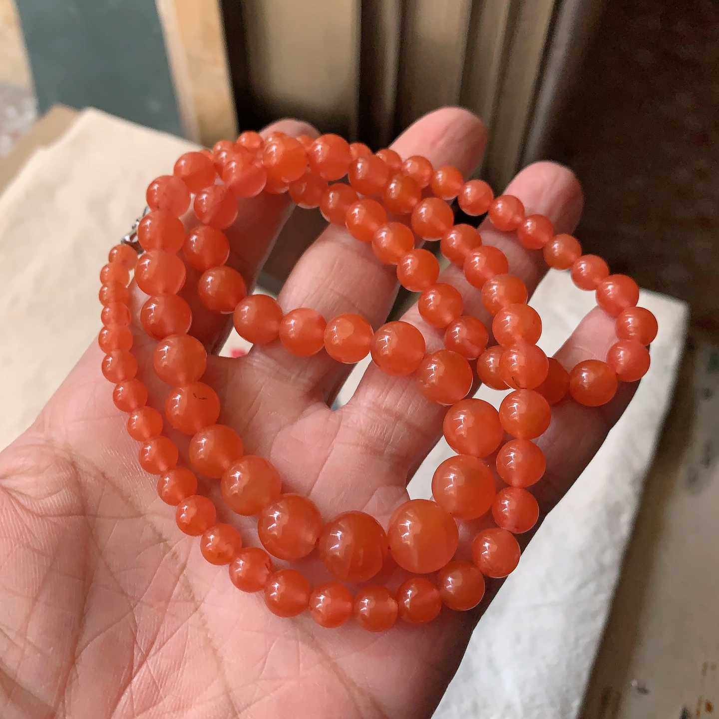 翠都翡翠珠宝天然南红玛瑙塔珠项链200794