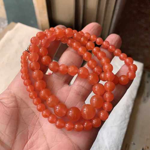 翠都翡翠珠宝天然南红玛瑙塔珠项链200794