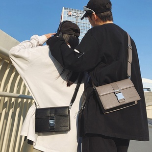 小方包女单肩包bag 单肩包个性 感斜挎包男士 潮牌盒子包新款