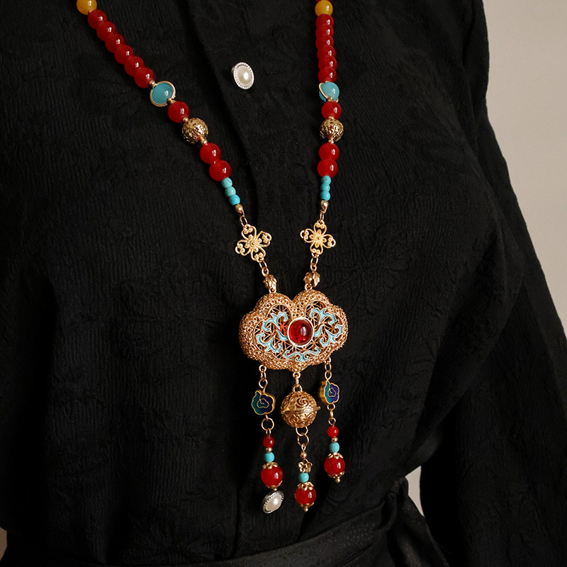 画卿颜通用琉璃平安锁璎珞项链