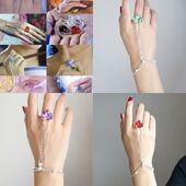 七仙女灵石手链古风手饰古装 汉服配饰流苏七彩手链戒指