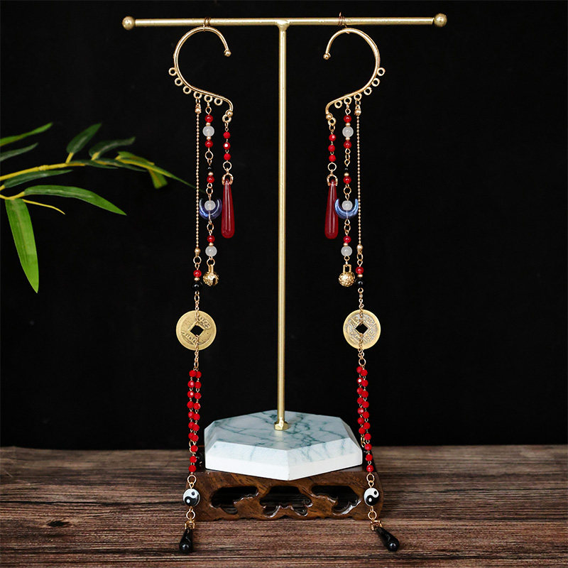 古风中式耳环铜钱元素流苏山鬼耳饰花钱汉服耳洞耳挂国风配饰耳坠,饰品/流行首饰/时尚饰品新,耳环,淘宝优惠券,粉丝福利购,淘宝优惠卷