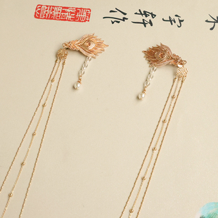 古风汉服唐风明制发夹凤凰凤翎对夹超仙流苏敦煌边夹日常百搭发饰