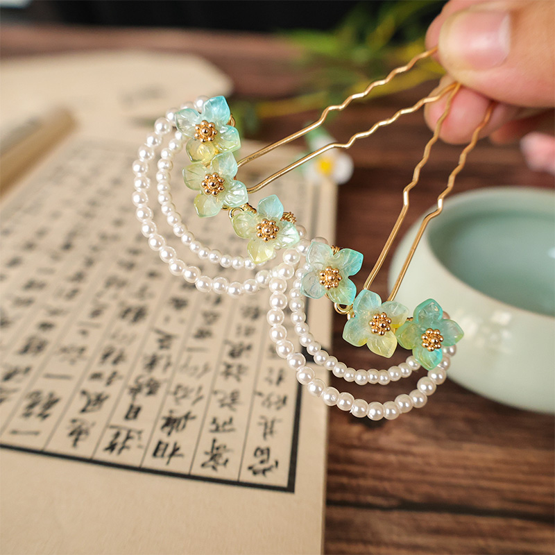 画卿颜发钗合金甜美纯手工制作