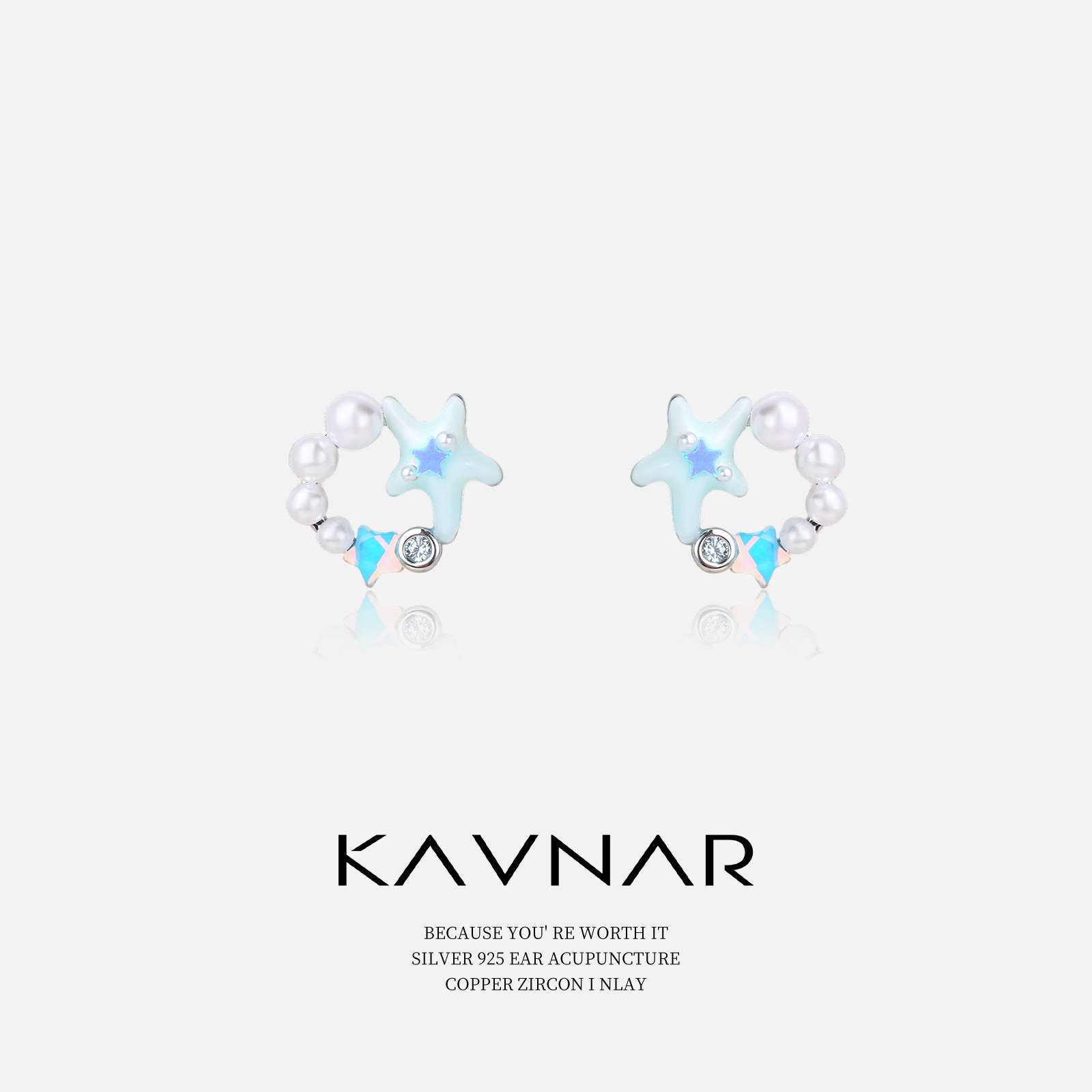 氛围感异形海星珍珠摩卡水晶耳钉时尚气质耳饰925纯银针耳环高级