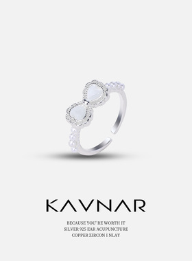 猫眼石蕾丝蝴蝶结花边可调节开口指环戒指女小众高级轻奢食指戒