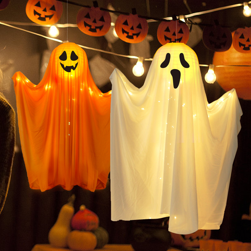 万圣节装饰幽灵发光南瓜灯挂件装扮商场店铺场景氛围布置恐怖鬼灯