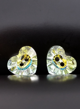 S进口奥地利水晶3023幻彩白色AB001桃心爱心衬衫毛衣纽扣14X12mm