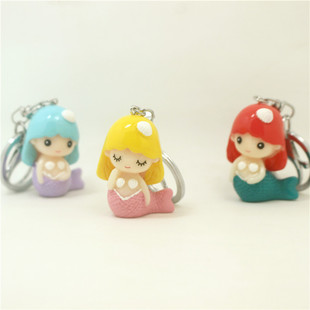卡通美人鱼人鱼公主钥匙扣 包挂件吊饰 小美人鱼公主玩具娃娃手办