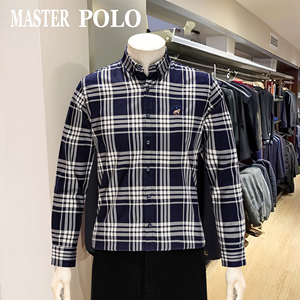 masterpolo长袖纯棉衬衫中年