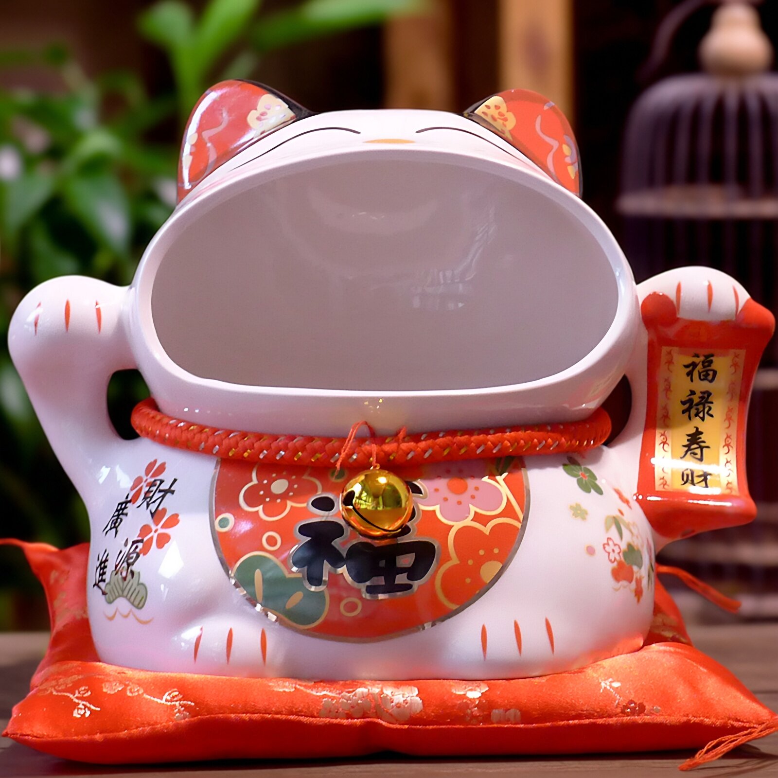 陶瓷糖果罐招财猫摆件 店铺收银台居家装饰 日系可爱办公桌面收纳