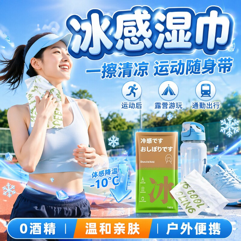 冰感湿巾防暑降温户外