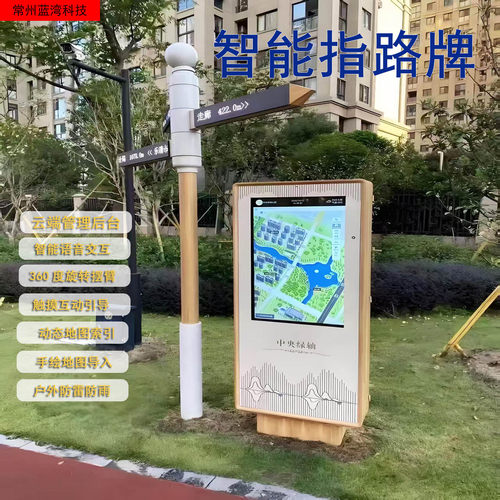 智慧公园导览智能导路牌景区机场语音触摸查询旋转导视牌广告机