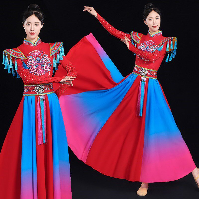 威风锣鼓打鼓服演出服女飘逸古典舞中国风喜庆腰鼓队现代舞蹈服装