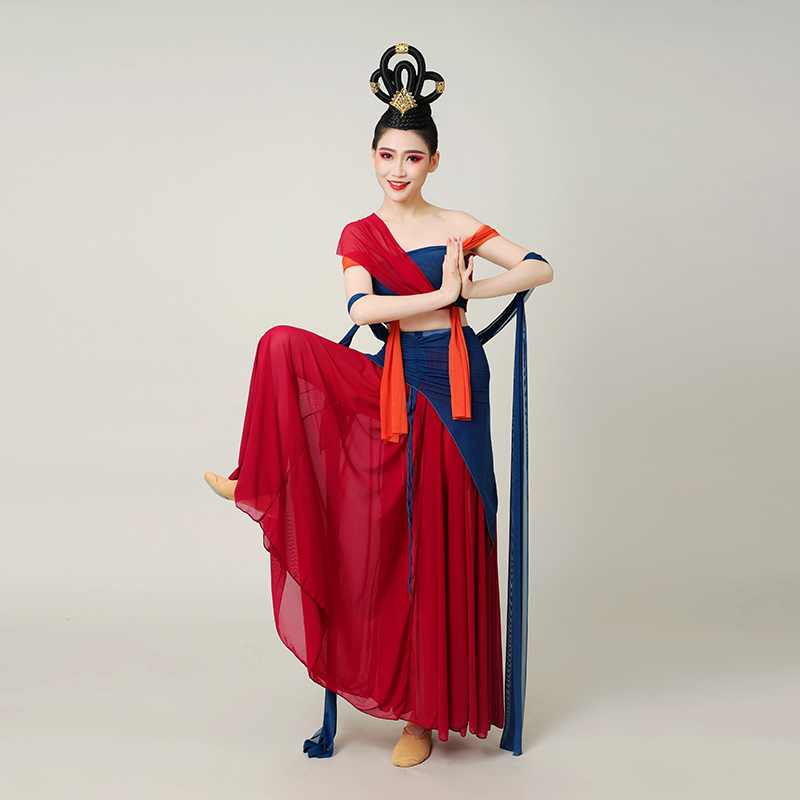 西域遇见胡璇敦煌飞天飘逸女中国风古风女装舞蹈服异域风情演出服