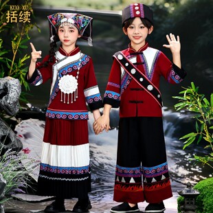 男女童彝族服装云南四川凉山民族服火把节演出走秀少数民族舞蹈服