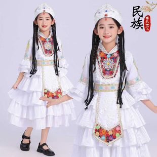 儿童俄罗斯族异域风情女童哈萨克族新疆维族服装塔塔尔族表演服装