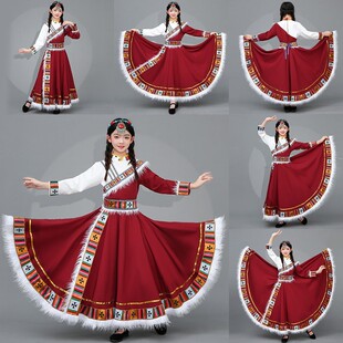 儿童藏族服装女童演出服饰艺考剧目次仁拉索藏舞舞蹈表演服半身裙