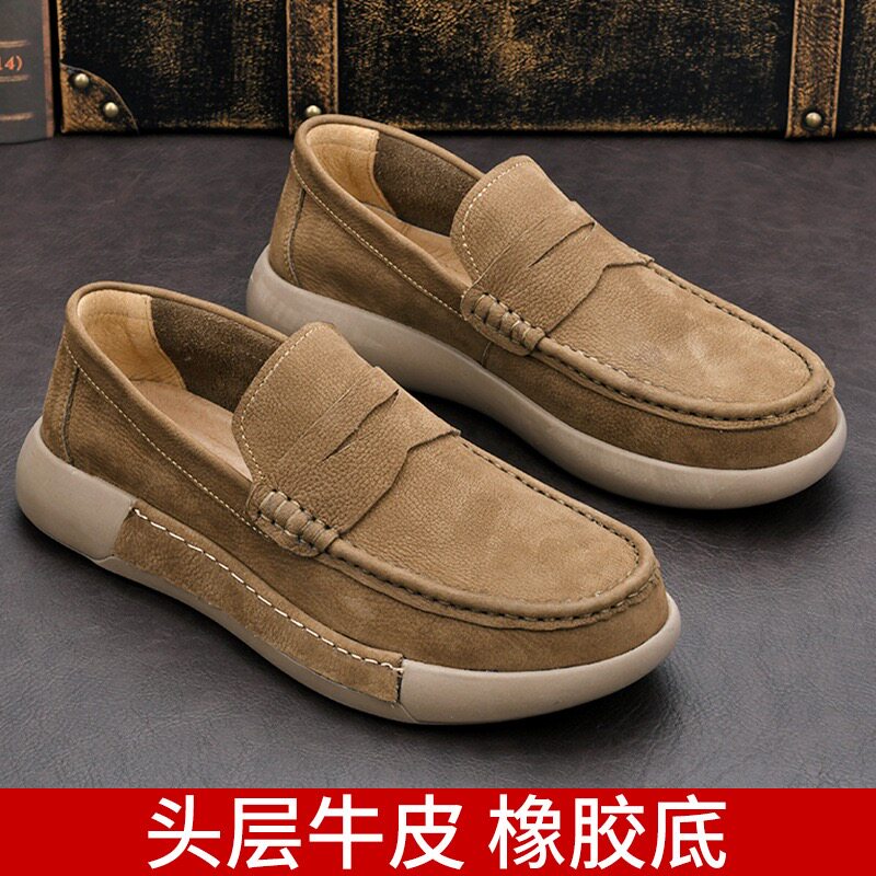 枫之时尚2025夏天一脚蹬厚底增高复古休闲鞋真皮个性另类男乐福鞋