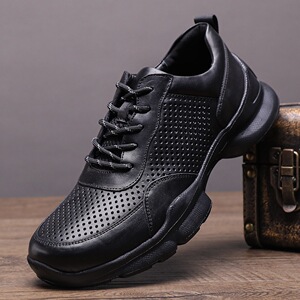 枫之时尚夏季系带运动休闲鞋厚底增高打孔舒适不臭脚牛皮男旅游鞋