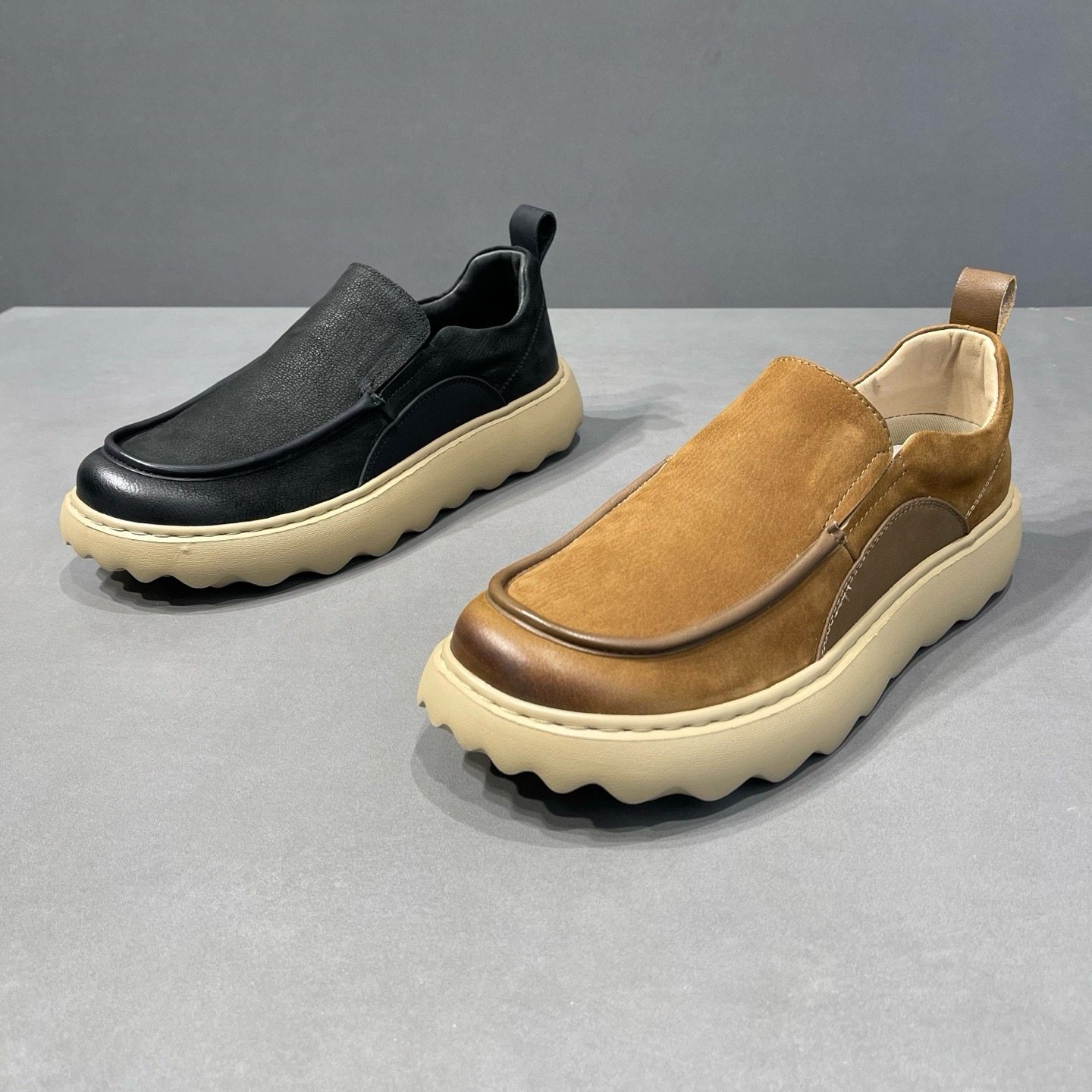 枫之时尚夏天一脚蹬懒人鞋厚底增高耐磨舒适牛皮个性男士潮乐福鞋