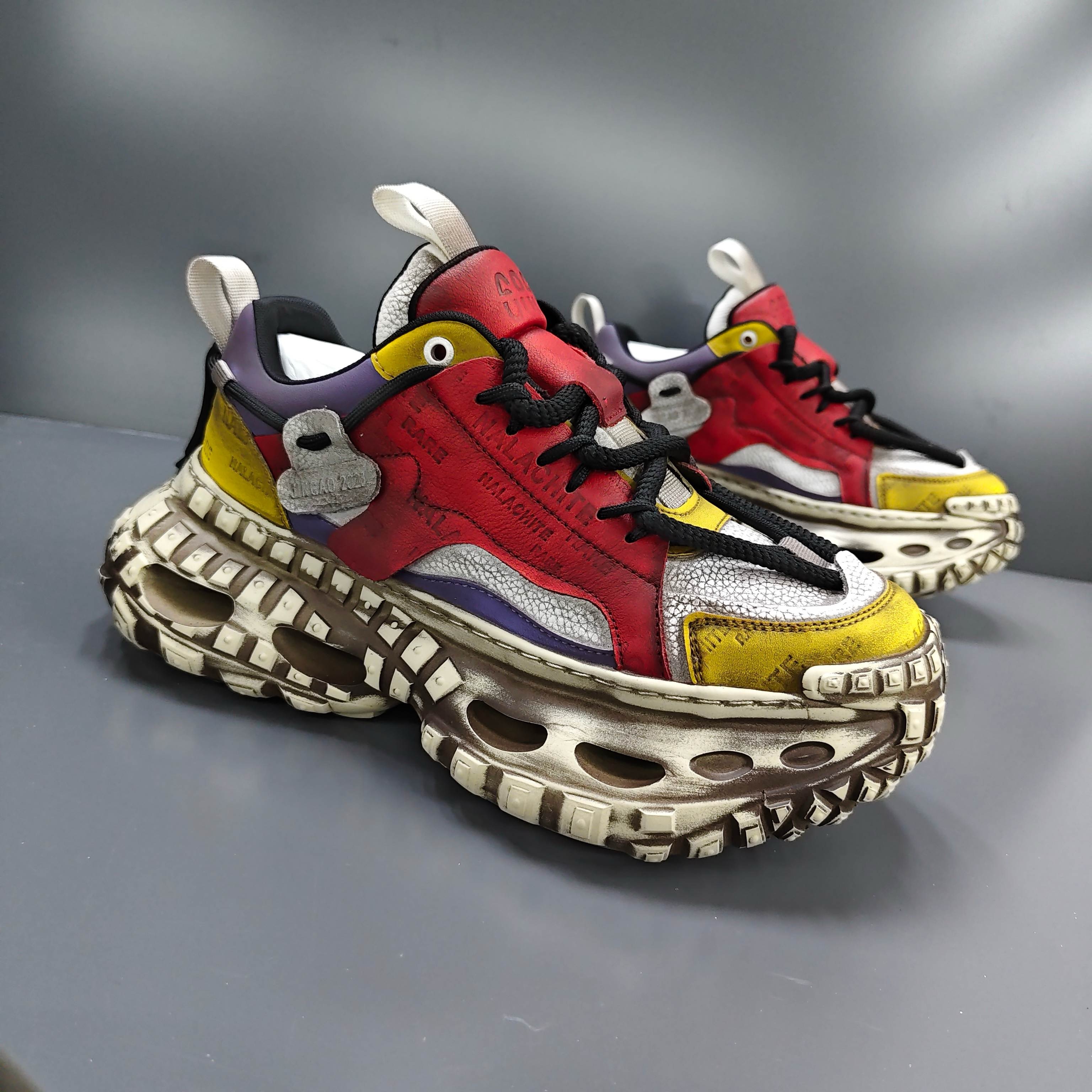 枫之时尚冬季厚底增高老爹鞋牛皮