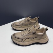 枫之时尚 厚底增高耐磨防滑不臭脚牛皮男潮阿甘鞋 秋季 松紧带休闲鞋