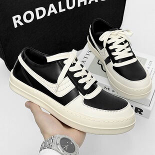 枫之时尚2025秋季新款厚底低帮黑白拼色板鞋男鞋高街增高休闲潮鞋