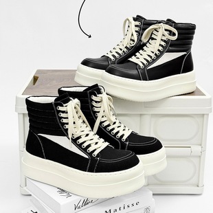 枫之时尚秋冬厚底增高ro倒三角黑白休闲鞋情侣个性男士潮流高帮鞋