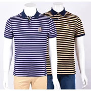 Beverly Paul quầy mùa hè đích thực nam ngọc trai lưới cotton sọc giản dị áo sơ mi POLO 16321130 - Polo