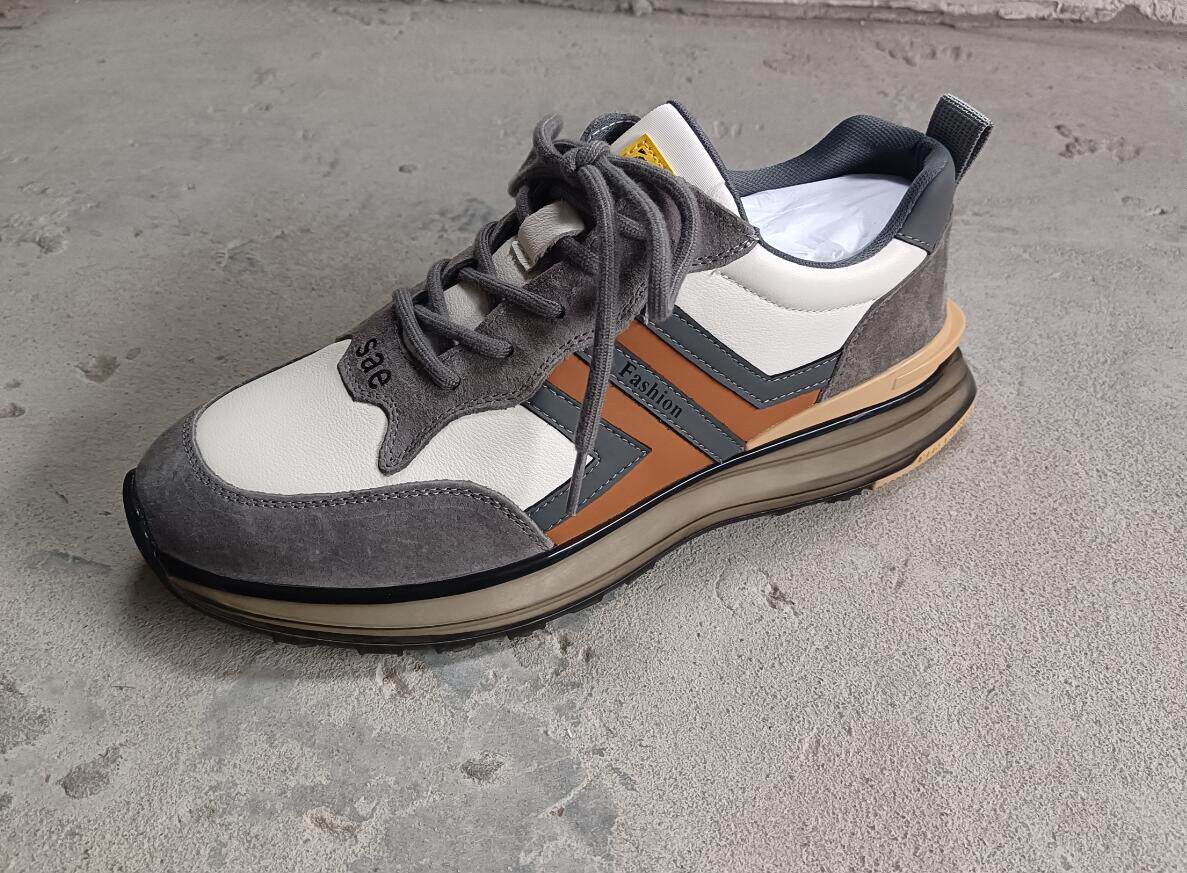 邦赛男鞋新款时尚牛皮拼接潮男鞋休闲软底韩版耐磨潮鞋拼色运动鞋