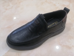 邦赛男鞋秋季新款真皮圆头深口低帮牛皮休闲鞋软底软面男鞋