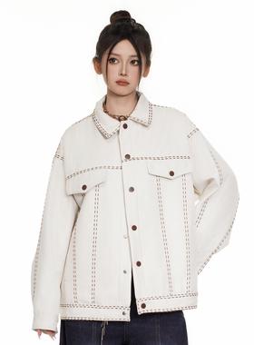 REAL SPACE特殊走线工艺小众夹克外套明线立体点缀春秋中性风美式