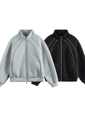 STUDIO ONE美式解构拼接拉链立领卫衣外套春秋男女款宽松空气棉