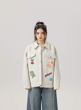 REAL SPACE手工织花配饰设计小香风夹克外套春秋中性风宽松美式