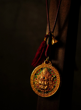 万法归一|珐琅镀金黄财神项链