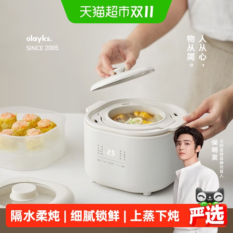 olayks立时电炖锅燕窝小炖盅隔水炖家用煲汤宝宝煮粥锅婴儿辅食锅