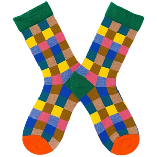 欧美花袜子复古高筒袜ins长款复古抽象情侣袜长筒高帮花袜子