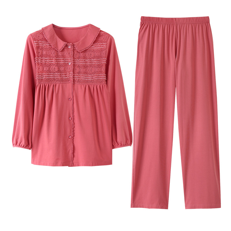 莫代尔春秋款宽松翻领中年家居服