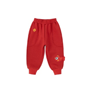 嘟嘟家儿童拜年服宝宝长裤冬季男童长裤新年喜庆女童年装束脚裤冬