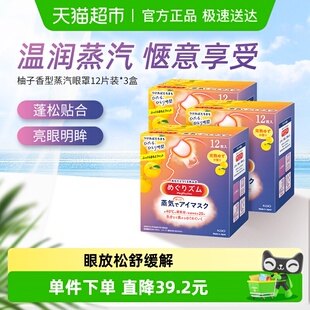 日本花王KAO美舒律发热蒸汽眼罩护眼放松热敷贴合柚子香12片