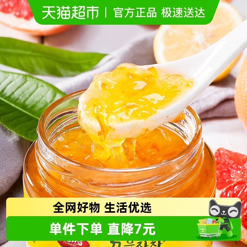 包邮福事多蜂蜜柚子茶40%沥干物500g泡水喝冲泡饮品水果花茶果酱