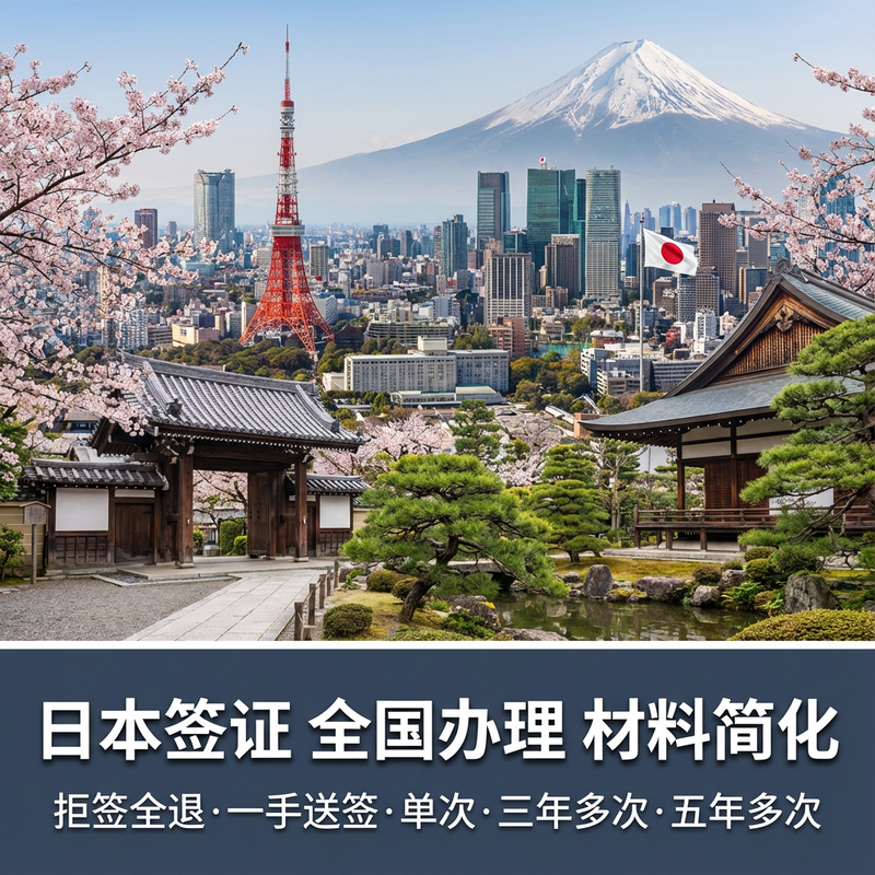 日本·单次旅游签证·广州送签·[拒签全退]日本签证五年单次三年多