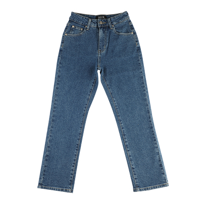 烟管美式小直筒裤长裤牛仔裤高腰