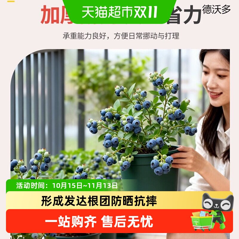 德沃多青山盆室内加厚控根透气圆柱形塑料花盆家用引导根系发育