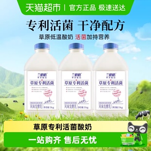 3桶可制做干噎酸奶 兰格格内蒙古草原专利活菌酸奶1kg