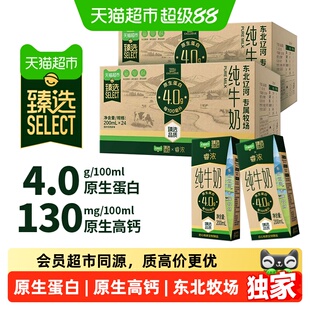 猫超臻选新希望睿浓4.0蛋白高钙纯牛奶200ml*24盒*2箱家庭装