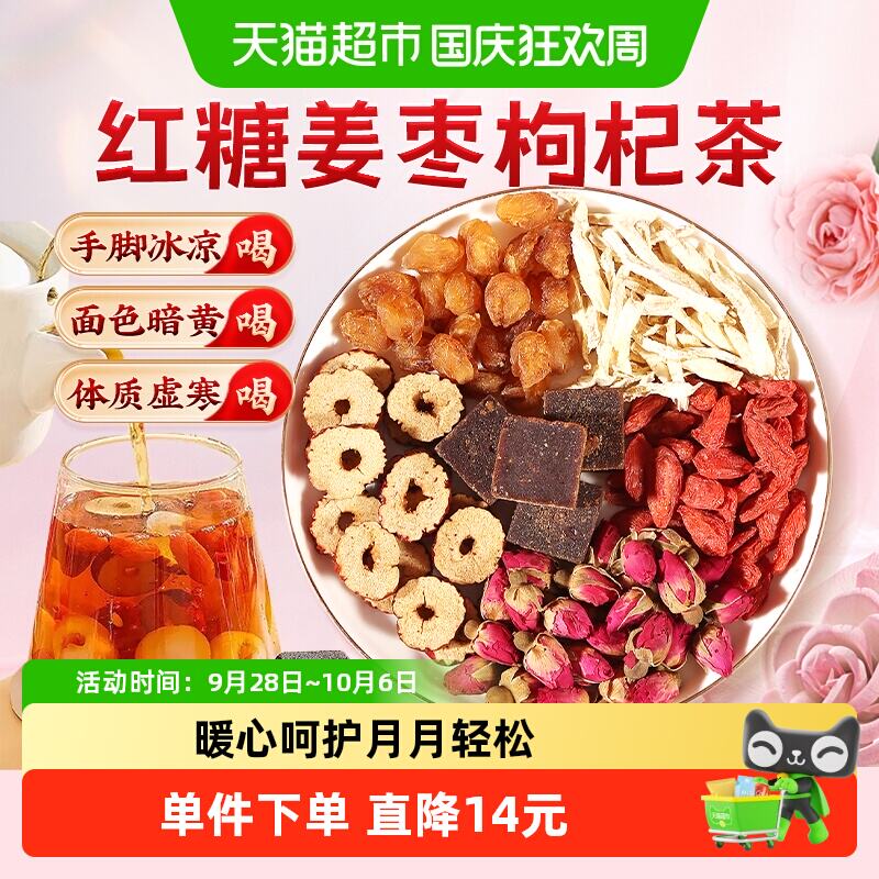 红糖姜枣枸杞茶去寒暖宫暖胃生姜红枣大姨妈生理期玫瑰养颜养生茶 25.51元 - 86线报 红糖姜枣枸杞茶去寒暖宫暖胃生姜红枣大姨妈生理期玫瑰养颜养生茶 25.51元 - 86线报