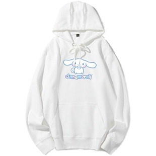 自制日系可爱甜美加绒加厚卫衣女连帽秋冬软妹风百搭圆领长袖上衣